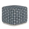 Noreen - Square Pouf - Dark Blue / White