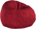 Comfortable High-Density Foam Bean Bag Chair for Kids and Adults, with Removable Microsuede Cover, Ideal Reading and Bedroom Floor Lounge, Chinese Red
