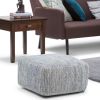 Nate - Square Pouf - Patterned Denim Melange