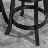 24" Counter Height Slat Back Swivel Stool, Espresso Finish, Black Leather Seat