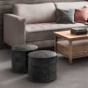 Connor - Round Pouf - Distressed Black