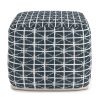 Noreen - Square Pouf - Dark Blue / White