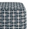 Noreen - Square Pouf - Dark Blue / White