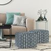 Noreen - Square Pouf - Dark Blue / White