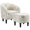 Barrel Accent Chair with Ottoman