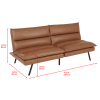 Memory Foam Futon with Adjustable Armrests , Camel Faux Suede Fabric