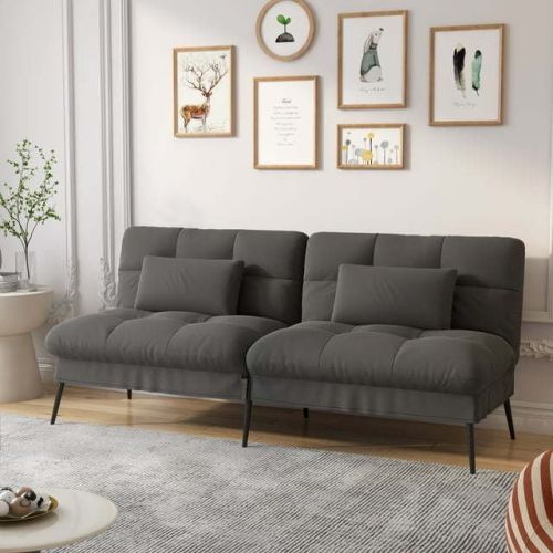 Convertible Futon Sofa Bed Upholstered Futon Couch Fabric Sleeper Sofa