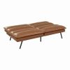 Memory Foam Futon with Adjustable Armrests , Camel Faux Suede Fabric
